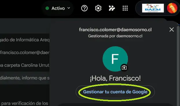 Gestionar cuenta Google