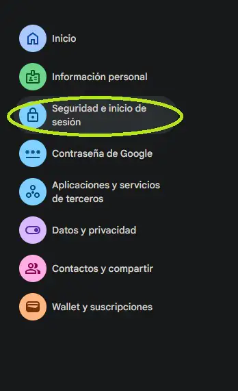 Sección Seguridad